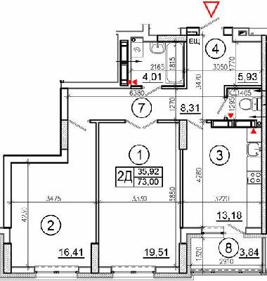 2-кімнатна 73 м² в ЖК Еврика від забудовника, Київ