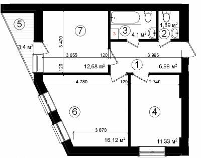 2-кімнатна 54.5 м² в ЖК Козацький Гай від 28 250 грн/м², Київ