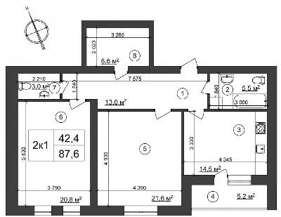 2-комнатная 87.6 м² в ЖК Сырецкий парк от 24 450 грн/м², Киев