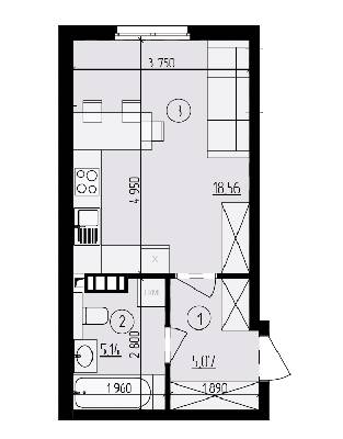 1-комнатная 28.77 м² в ЖК Praga-2 от 20 000 грн/м², Киев