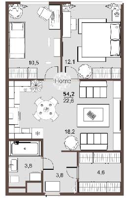 2-комнатная 54.2 м² в ЖК iHome от 19 500 грн/м², с. Крюковщина