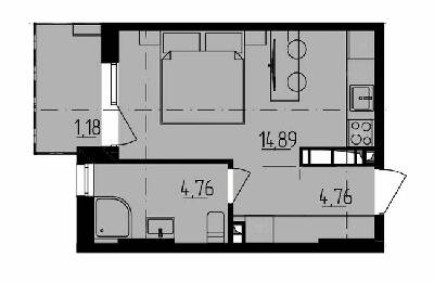 1-кімнатна 15.81 м² в ЖК Be the One від 24 000 грн/м², Київ