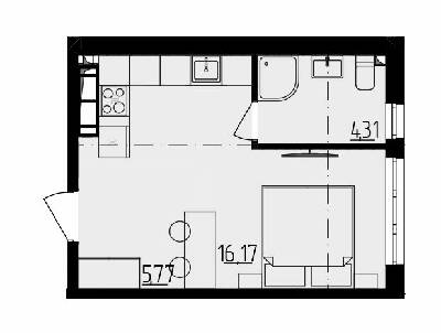1-кімнатна 20.13 м² в ЖК Be the One від 32 100 грн/м², Київ