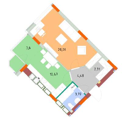 1-кімнатна 44.68 м² в ЖК На Прорізній від 23 000 грн/м², смт Гостомель