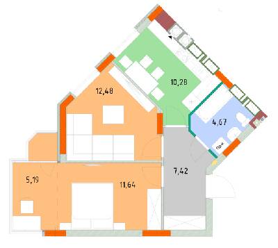 2-кімнатна 51.68 м² в ЖК На Прорізній від 21 000 грн/м², смт Гостомель