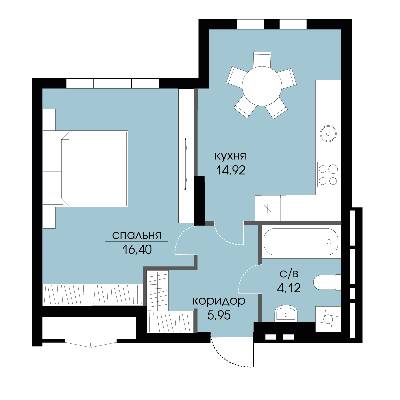 1-кімнатна 41.39 м² в ЖК Echo Park 2 від 35 000 грн/м², с. Петропавлівська Борщагівка
