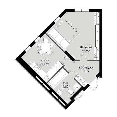 1-кімнатна 36.25 м² в ЖК Echo Park 2 від 35 000 грн/м², с. Петропавлівська Борщагівка