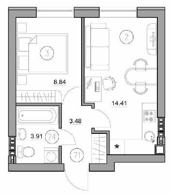 1-кімнатна 30.64 м² в ЖК Затишний (вул. Січова, 31) від 19 700 грн/м², с. Софіївська Борщагівка