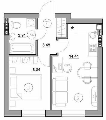 1-кімнатна 30.64 м² в ЖК Затишний (вул. Січова, 31) від 19 700 грн/м², с. Софіївська Борщагівка