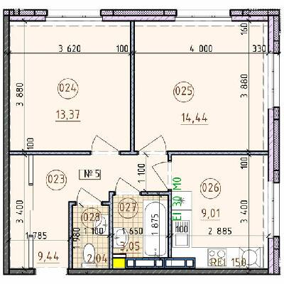 2-кімнатна 51.35 м² в ЖК London від забудовника, м. Вишгород