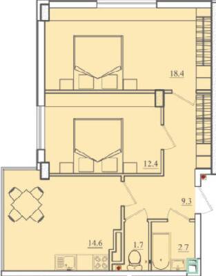 2-кімнатна 59 м² в ЖК Схід від 27 350 грн/м², Одеса