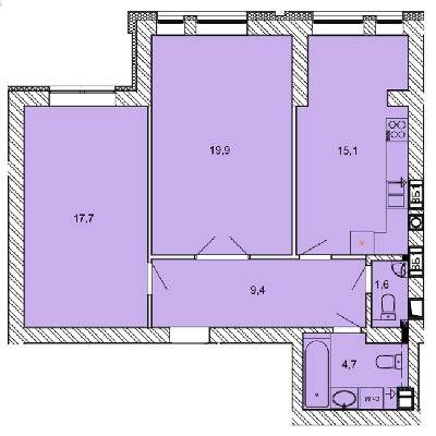 2-кімнатна 68.4 м² в ЖК Найкращий квартал від 27 400 грн/м², м. Ірпінь