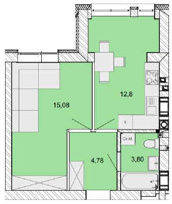 1-кімнатна 36.46 м² в ЖК Найкращий квартал від 20 900 грн/м², м. Ірпінь
