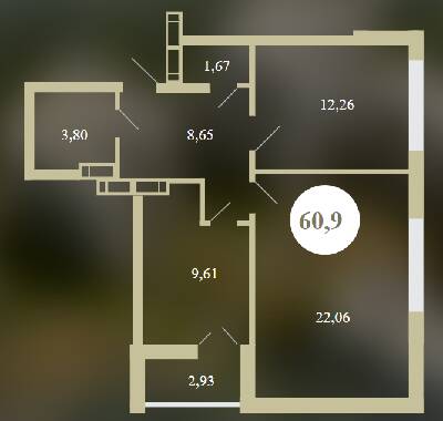 2-комнатная 60.9 м² в ЖК Chehov Парк Квартал от застройщика, г. Ирпень