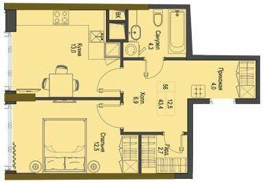 1-кімнатна 43.4 м² в ЖК Перший Французький від 38 800 грн/м², Одеса