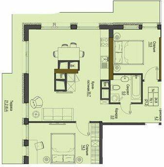 2-кімнатна 79.1 м² в ЖК Перший Французький від 44 000 грн/м², Одеса