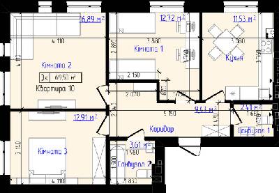 3-кімнатна 69.5 м² в ЖК Viking Home від 19 000 грн/м², м. Ірпінь