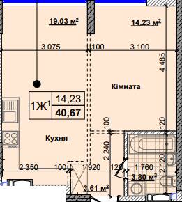 1-кімнатна 40.67 м² в ЖК Нові Теремки від 18 500 грн/м², с. Новосілки