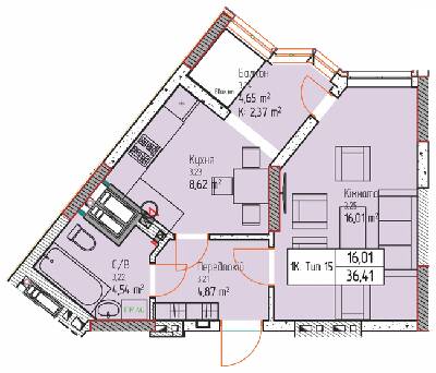 1-кімнатна 36.41 м² в ЖК Чорновола від забудовника, м. Вишневе
