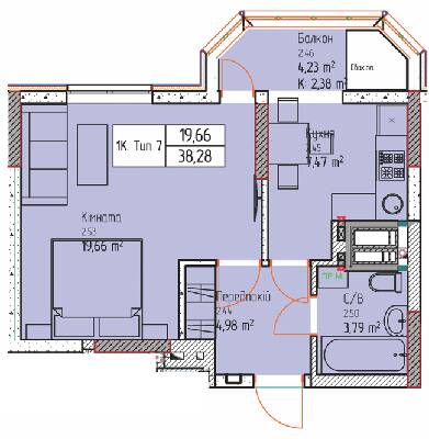 1-кімнатна 38.28 м² в ЖК Чорновола від забудовника, м. Вишневе