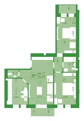 3-кімнатна 75.59 м² в ЖК Київський від 13 100 грн/м², м. Буча