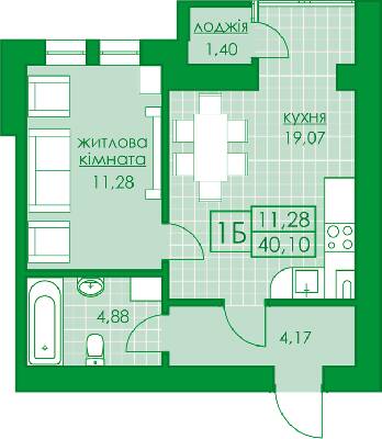 1-кімнатна 40.1 м² в ЖК Київський від 18 500 грн/м², м. Буча