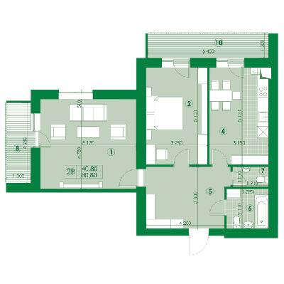 2-кімнатна 80.8 м² в ЖК Квартал Парковий від забудовника, м. Обухів