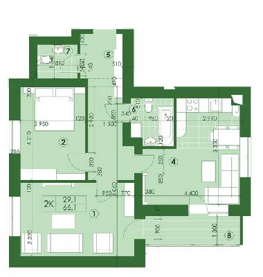 2-кімнатна 66.1 м² в ЖК Квартал Парковий від 12 950 грн/м², м. Обухів