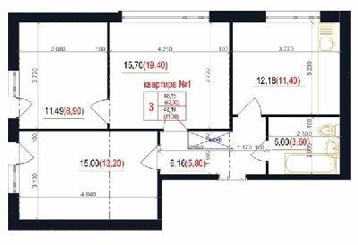 3-комнатная 66.15 м² в ЖК Family от 21 050 грн/м², с. Гатное