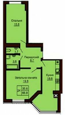 2-комнатная 66.8 м² в ЖК София Сити от 26 000 грн/м², с. Софиевская Борщаговка