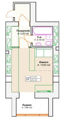 1-кімнатна 25.79 м² в ЖК Фортуна-2 від 20 800 грн/м², м. Ірпінь
