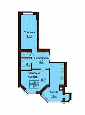2-комнатная 66.7 м² в ЖК София Сити от 22 500 грн/м², с. Софиевская Борщаговка