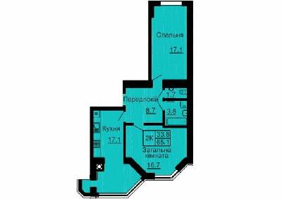 2-комнатная 65.1 м² в ЖК София Сити от 33 000 грн/м², с. Софиевская Борщаговка