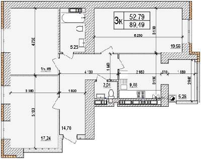 3-кімнатна 89.49 м² в ЖК AGAM від 27 000 грн/м², с. Крюківщина