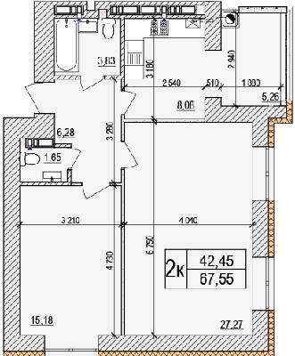 2-кімнатна 67.55 м² в ЖК AGAM від 27 000 грн/м², с. Крюківщина