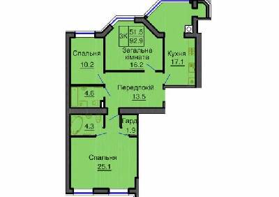 3-кімнатна 92.9 м² в ЖК Софія Резіденс від 35 000 грн/м², с. Софіївська Борщагівка