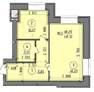 1-комнатная 40.12 м² в ЖК Французский бульвар от застройщика, г. Вышгород