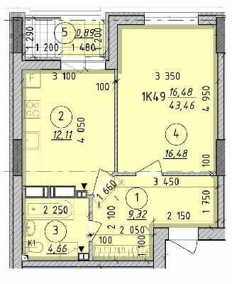 1-кімнатна 43.46 м² в ЖК Борисо-Глібський 2 від 32 500 грн/м², м. Вишгород