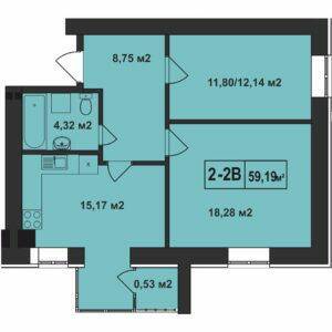 2-кімнатна 59.19 м² в ЖК Покровський від 20 350 грн/м², смт Гостомель