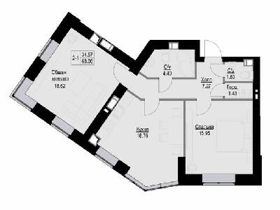 2-кімнатна 68.06 м² в ЖК Затишний квартал від 20 000 грн/м², с. Софіївська Борщагівка