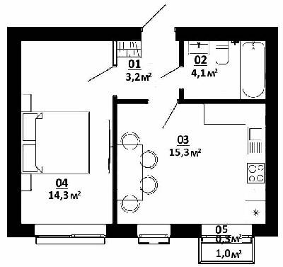 1-кімнатна 37.2 м² в ЖК Білий Шоколад.Center від забудовника, с. Білогородка