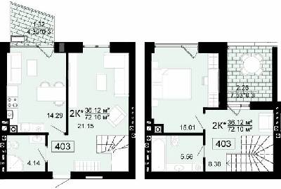 Дворівнева 72.1 м² в ЖК City Lake від 19 500 грн/м², с. Шевченкове