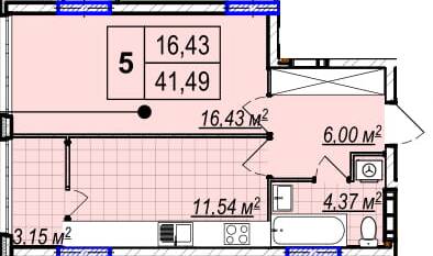 1-кімнатна 41.49 м² в ЖК Park Plaza від 29 900 грн/м², смт Чабани
