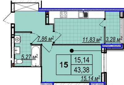 1-кімнатна 43.38 м² в ЖК Park Plaza від 29 900 грн/м², смт Чабани