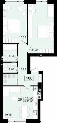 2-кімнатна 75.41 м² в ЖК City Lake від 17 500 грн/м², с. Шевченкове