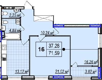 2-кімнатна 71.59 м² в ЖК Park Plaza від 29 900 грн/м², смт Чабани