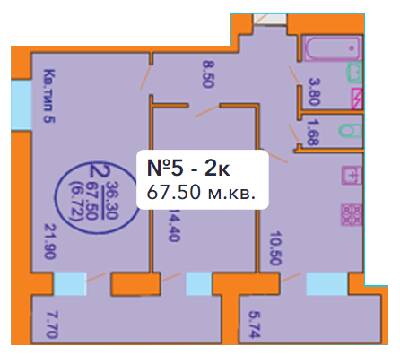 2-комнатная 67.5 м² в ЖК София Киевская от 15 500 грн/м², с. Софиевская Борщаговка