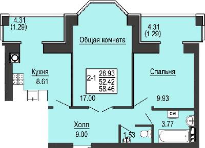 2-комнатная 58.46 м² в ЖК Софиевская сфера от 17 000 грн/м², с. Софиевская Борщаговка