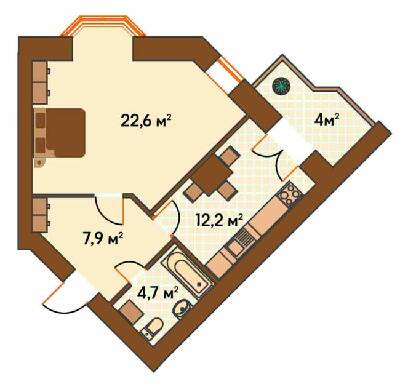 1-кімнатна 51.3 м² в ЖК Київський від 29 650 грн/м², м. Ірпінь