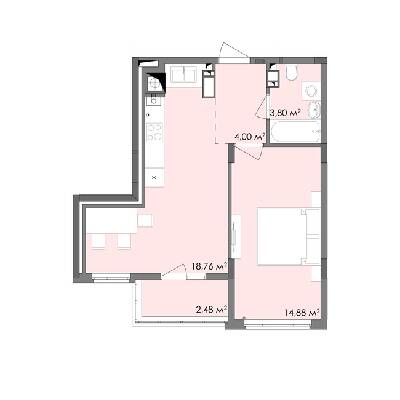 1-комнатная 43.92 м² в ЖК Стожары от застройщика, с. Софиевская Борщаговка